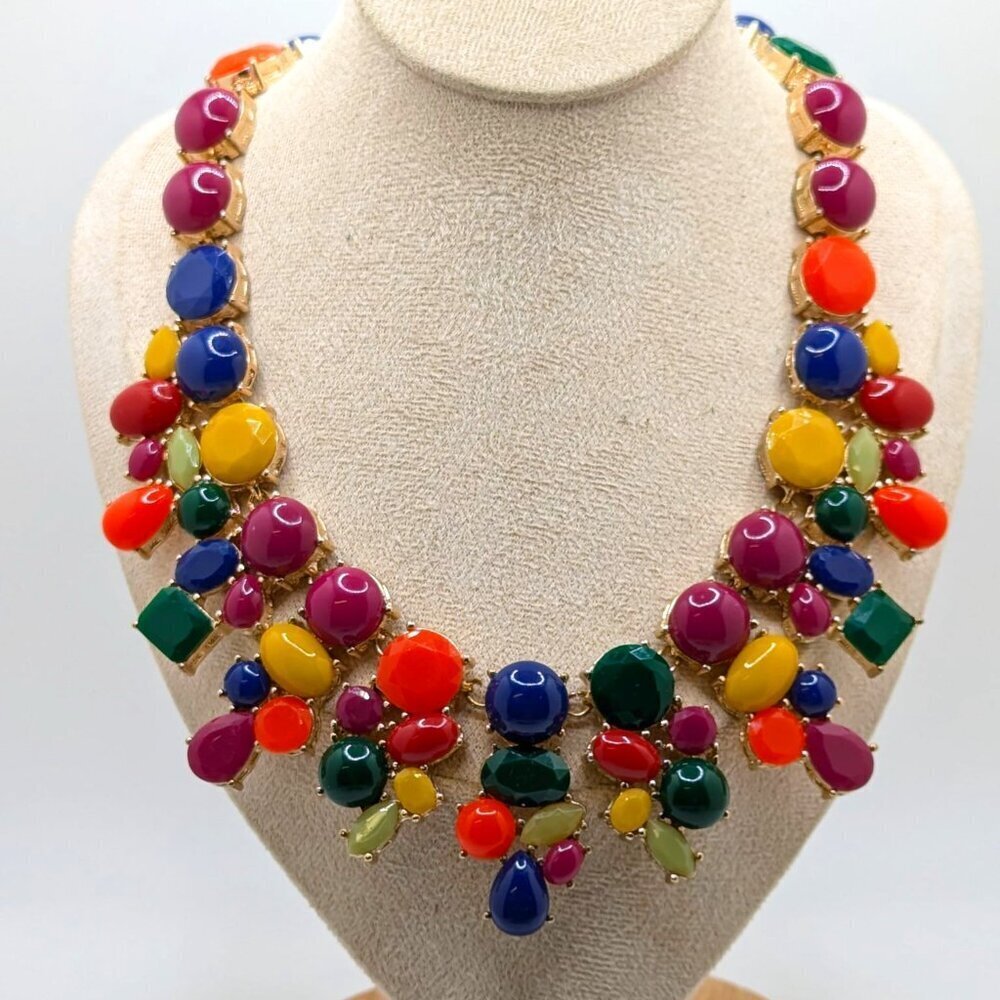 Talbots Bib necklace Multicolor Gold Tone & Cabochon Statement
